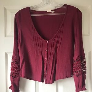 Maroon Roxy button down, Size S